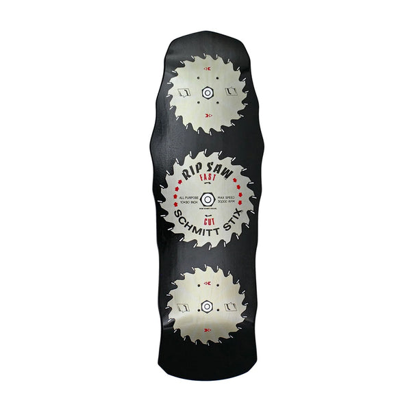SCHMITT STIX | RIPSAW REISSUE SKATEBOARD DECK. BLACK / 10" X 30" AVAILABLE ONLINE AND IN STORE AT MOMENTUM SKATESHOP IN COTTESLOE, WESTERN AUSTRALIA.