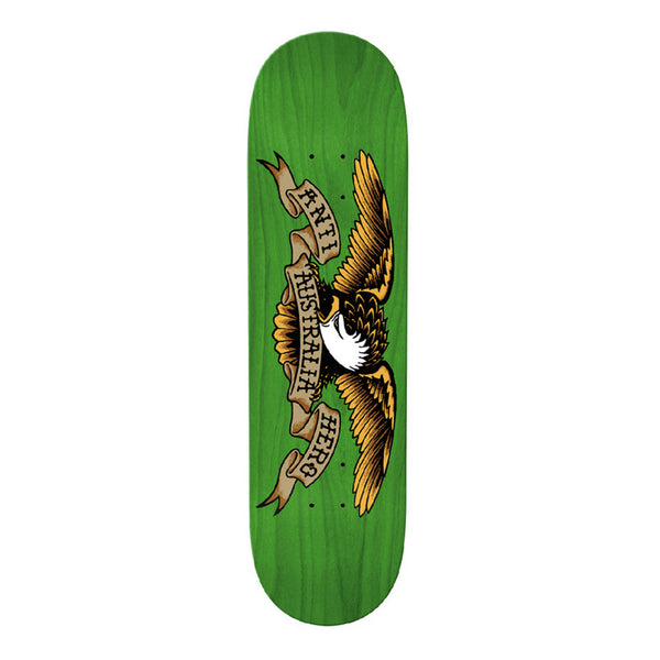 ANTI HERO | AUSTRALIA EAGLE SKATEBOARD DECK. GREEN / 8.5" X 32.25" AVAILABLE ONLINE AND IN STORE AT MOMENTUM SKATESHOP IN COTTESLOE, WESTERN AUSTRALIA.