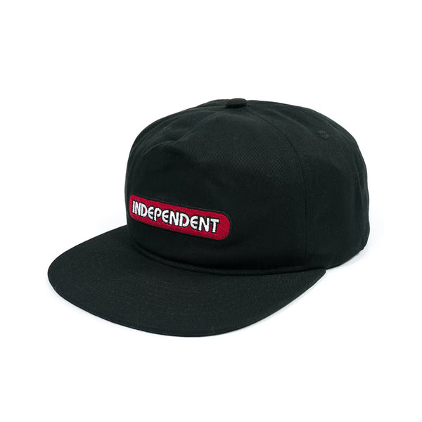 INDEPENDENT | BAR SNAP BACK CAP. BLACK AVAILABLE ONLINE AND IN STORE AT MOMENTUM SKATESHOP IN COTTESLOE, WESTERN AUSTRALIA.