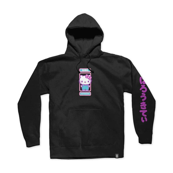 GIRL X SANRIO | HELLO KITTY PULLOVER HOODIE. BLACK AVAILABLE ONLINE AND IN STORE AT MOMENTUM SKATESHOP IN COTTESLOE, WESTERN AUSTRALIA.
