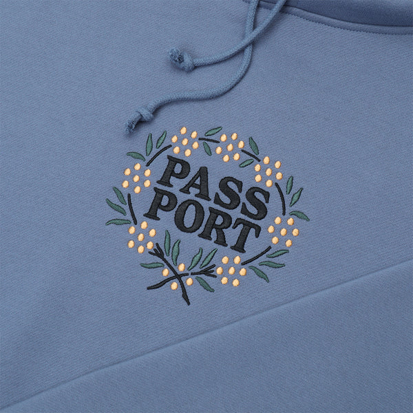 PASS~PORT | WATTLE HOODIE. WASHED OUT BLUE AVAILABLE ONLINE AND IN STORE AT MOMENTUM SKATESHOP IN COTTESLOE, WESTERN AUSTRALIA. SHOP ONLINE NOW: www.momentumskate.com.au