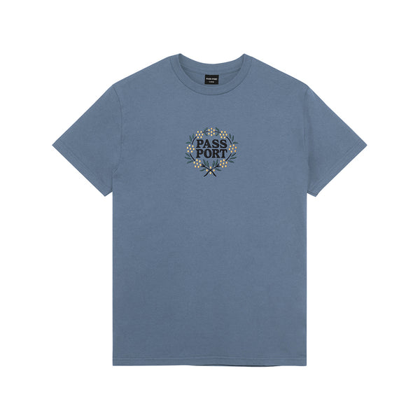 PASS~PORT | WATTLE S/S TEE. STONEWASH BLUE AVAILABLE ONLINE AND IN STORE AT MOMENTUM SKATESHOP IN COTTESLOE, WESTERN AUSTRALIA. SHOP ONLINE NOW: www.momentumskate.com.au