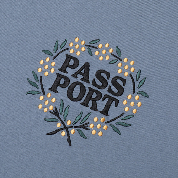 PASS~PORT | WATTLE S/S TEE. STONEWASH BLUE AVAILABLE ONLINE AND IN STORE AT MOMENTUM SKATESHOP IN COTTESLOE, WESTERN AUSTRALIA. SHOP ONLINE NOW: www.momentumskate.com.au