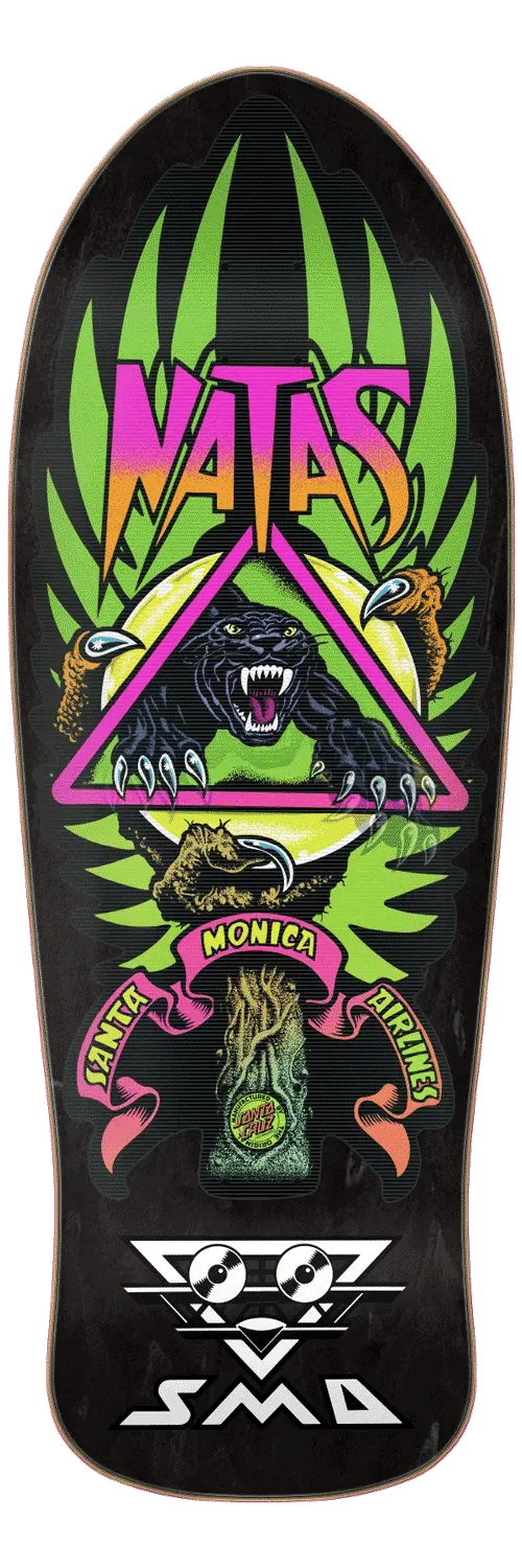 SANTA CRUZ X SANTA MONICA AIRLINES X NATAS KAUPAS | PANTHER LENTICULAR REISSUE SKATEBOARD DECK. 10.538" X 30.14" AVAILABLE ONLINE AND IN STORE AT MOMENTUM SKATESHOP IN COTTESLOE, WESTERN AUSTRALIA.