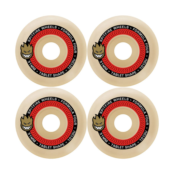 SPITFIRE | FORMULA FOUR TABLETS SKATEBOARD WHEELS. 51MM X 101A AVAILABLE ONLINE AND IN STORE AT MOMENTUM SKATESHOP IN COTTESLOE, WESTERN AUSTRALIA.