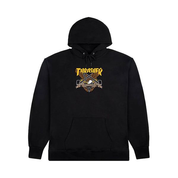 THRASHER | EAGLEGRAM HOODIE. BLACK AVAILABLE ONLINE AND IN STORE AT MOMENTUM SKATESHOP IN COTTESLOE, WESTERN AUSTRALIA. SHOP ONLINE NOW: www.momentumskate.com.au
