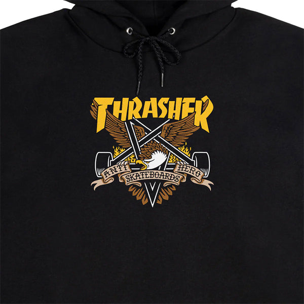 THRASHER | EAGLEGRAM HOODIE. BLACK AVAILABLE ONLINE AND IN STORE AT MOMENTUM SKATESHOP IN COTTESLOE, WESTERN AUSTRALIA. SHOP ONLINE NOW: www.momentumskate.com.au