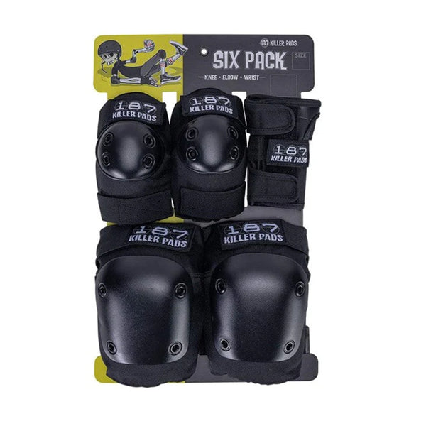 187 Killer Pads | Junior Six Pack: Knee / Elbow / Wrist Protective Pad Set. Black Available Online and in Store at Momentum Skateshop In Cottesloe, Western Australia. Shop Online Now: www.momentumskate.com.au