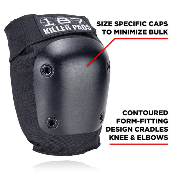 187 Killer Pads | Junior Six Pack: Knee / Elbow / Wrist Protective Pad Set. Black Available Online and in Store at Momentum Skateshop In Cottesloe, Western Australia. Shop Online Now: www.momentumskate.com.au