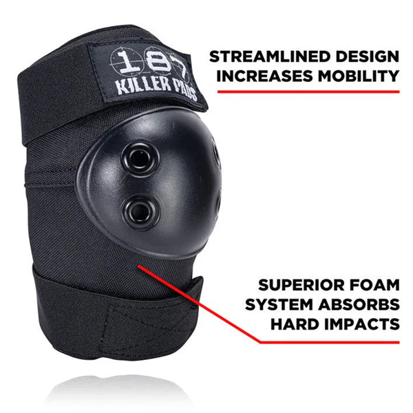 187 Killer Pads | Junior Six Pack: Knee / Elbow / Wrist Protective Pad Set. Black Available Online and in Store at Momentum Skateshop In Cottesloe, Western Australia. Shop Online Now: www.momentumskate.com.au