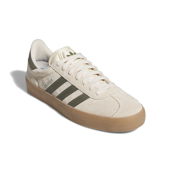 Adidas | Gazelle ADV Shoes. Ecru Tint/Focus Olive/Gum Available Online and in Store at Momentum Skateshop In Cottesloe, Western Australia. Shop Online Now: www.momentumskate.com.au
