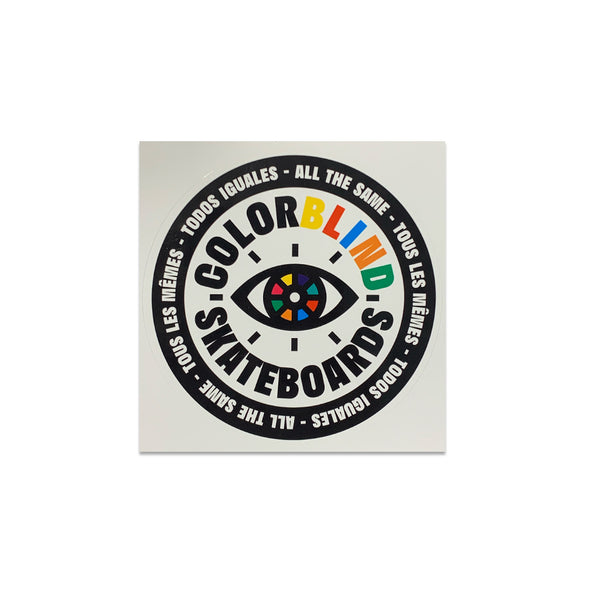 Colorblind | Colorblind Skateboards Circle Logo Sticker. 4.75" x 4.5" Available Online and in Store at Momentum Skateshop In Cottesloe, Western Australia. Shop Online Now: www.momentumskate.com.au