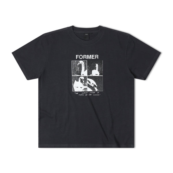 FORMER | CYGNET SHORT SLEEVE TEE. WASHED BLACK AVAILABLE ONLINE AND IN STORE AT MOMENTUM SKATESHOP IN COTTESLOE, WESTERN AUSTRALIA. SHOP ONLINE NOW: www.momentumskate.com.au