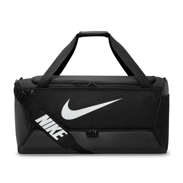 Nike | Brasilia 9.5 Large 95 Litre Training Duffel Bag. Black/Black/White Available Online and in Store at Momentum Skateshop In Cottesloe, Western Australia. Shop Online Now: www.momentumskate.com.au