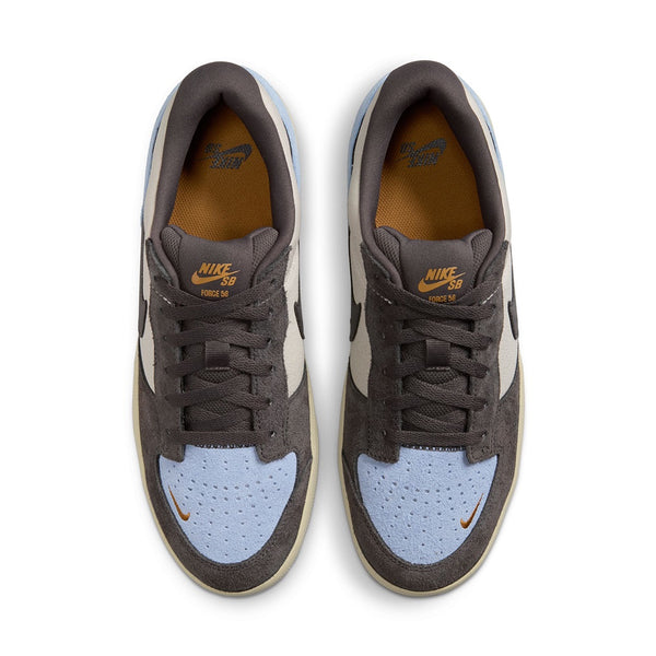 Nike | Force SB Force 58 Skate Shoe. Light Orewood Brown/Psychic Blue/Flax/Medium Ash Available Online and in Store at Momentum Skateshop In Cottesloe, Western Australia. Shop Online Now: www.momentumskate.com.au