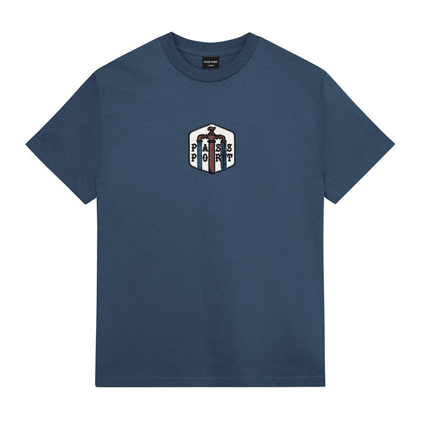 Pass~Port | Water Supply Embroidered Short Sleeve Tee. Harbour Blue Available Online and in Store at Momentum Skateshop In Cottesloe, Western Australia. Shop Online Now: www.momentumskate.com.au
