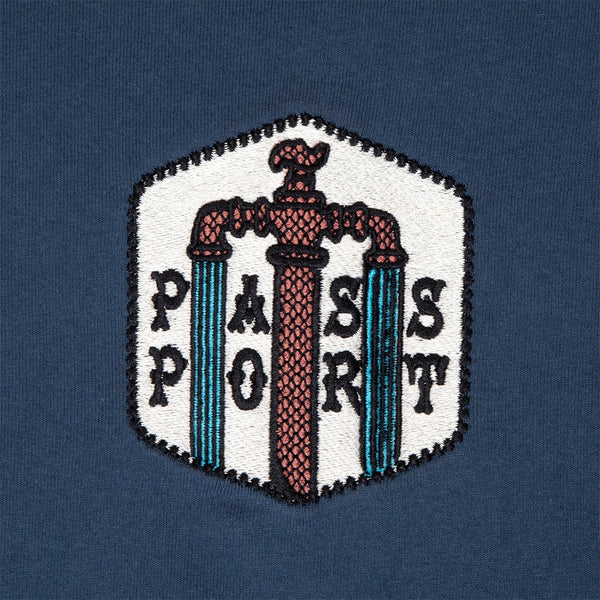 Pass~Port | Water Supply Embroidered Short Sleeve Tee. Harbour Blue Available Online and in Store at Momentum Skateshop In Cottesloe, Western Australia. Shop Online Now: www.momentumskate.com.au