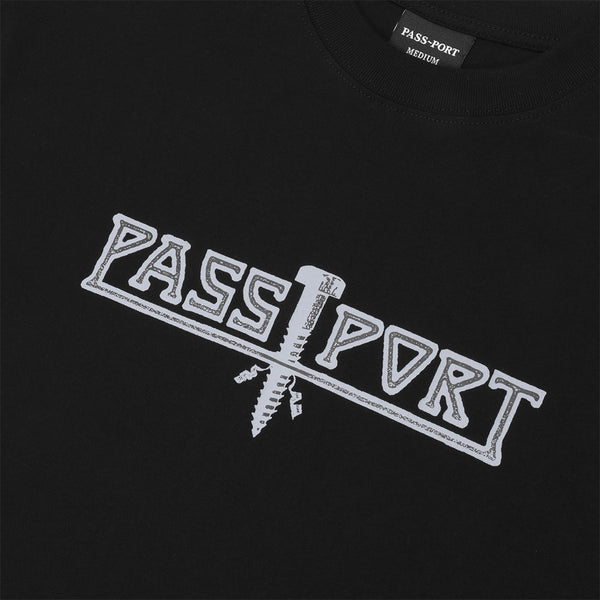 Pass~Port | Screwed Short Sleeve Tee. Black Available Online and in Store at Momentum Skateshop In Cottesloe, Western Australia. Shop Online Now: www.momentumskate.com.au