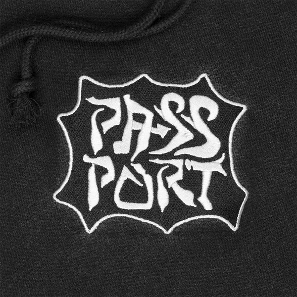 Pass~Port | Glyph Embroidered Fleece Hoodie. Acid Black Available Online and in Store at Momentum Skateshop In Cottesloe, Western Australia. Shop Online Now: www.momentumskate.com.au