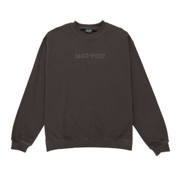 Pass~Port | Official Organic Fleece Crew Neck Fleece Sweater. Vintage Black Available Online and in Store at Momentum Skateshop In Cottesloe, Western Australia. Shop Online Now: www.momentumskate.com.au