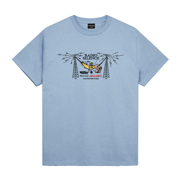 Pass~Port | Radio Silence Cotton Short Sleeve Tee. Stonewash Blue Available Online and in Store at Momentum Skateshop In Cottesloe, Western Australia. Shop Online Now: www.momentumskate.com.au