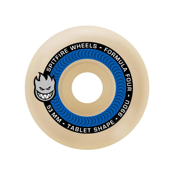 Spitfire | Formula Four F4 Tablets Skateboard Wheels. 53mm x 99a Available Online and in Store at Momentum Skateshop In Cottesloe, Western Australia. Shop Online Now: www.momentumskate.com.au