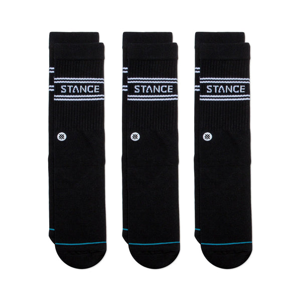 Stance | Basic Casual Crew Length 3 Pack Socks. Black Available Online and in Store at Momentum Skateshop In Cottesloe, Western Australia. Shop Online Now: www.momentumskate.com.au