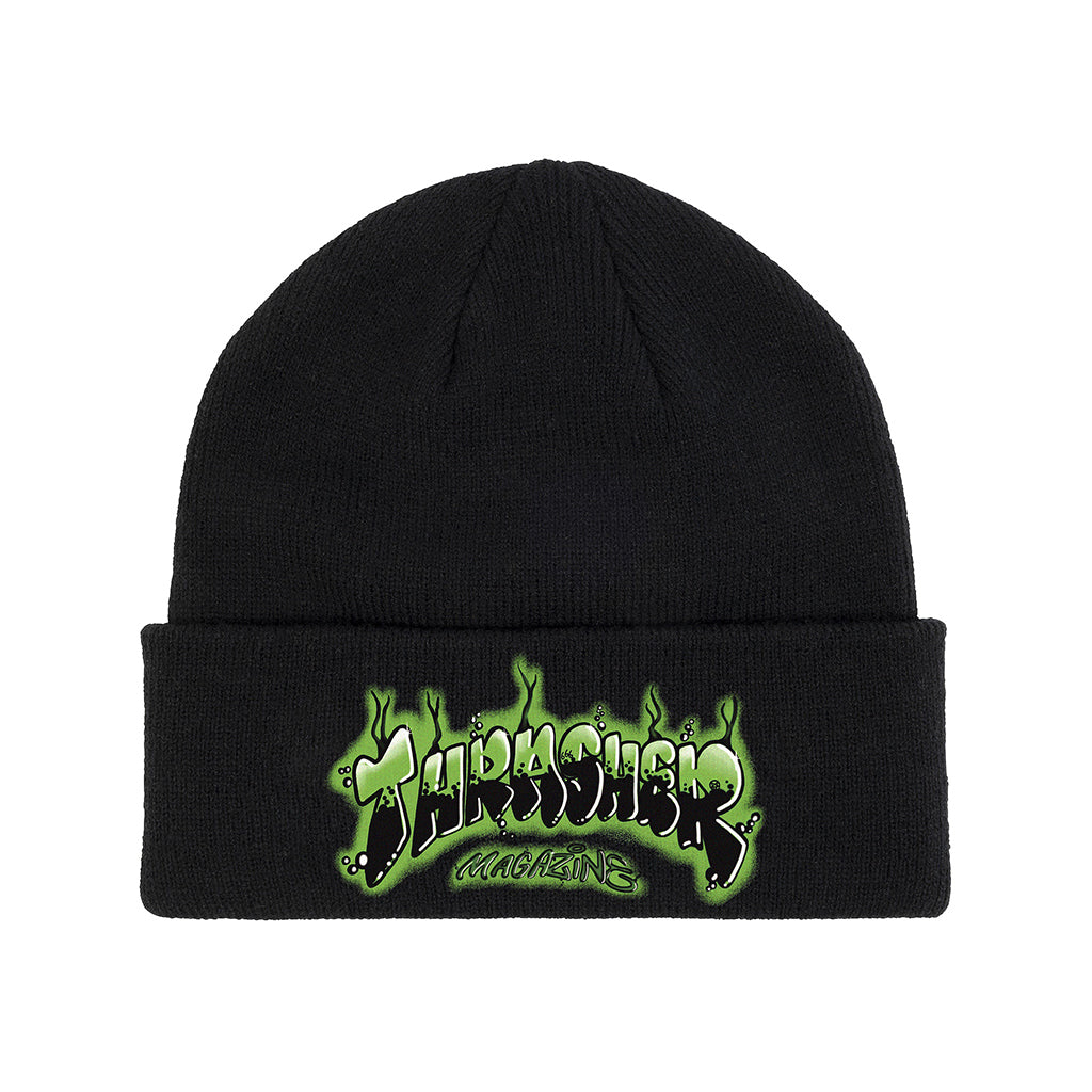 Thrasher | Thrasher Magazine Flame Logo Patch Beanie. Black