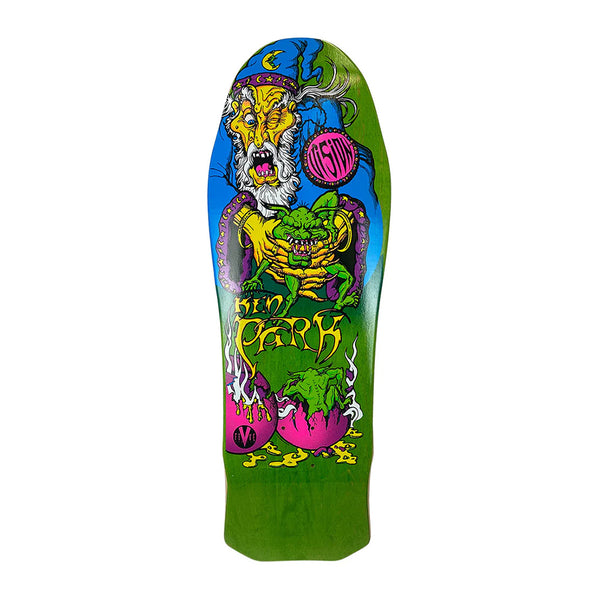 Vision x Ken Park | Wizard Re-Issue Skateboard Deck. Green Stain/10.0" x 31.5" Available Online and in Store at Momentum Skateshop In Cottesloe, Western Australia. Shop Online Now: www.momentumskate.com.au