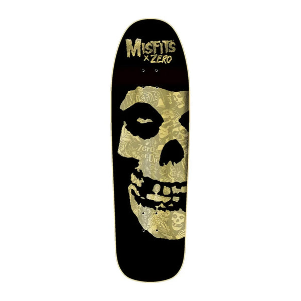 Zero x Misfits | Fiend Skull Collage Shaped Skateboard Deck. Gold Foil / 9.25" x 32.25" Available Online and in Store at Momentum Skateshop In Cottesloe, Western Australia. Shop Online Now: www.momentumskate.com.au