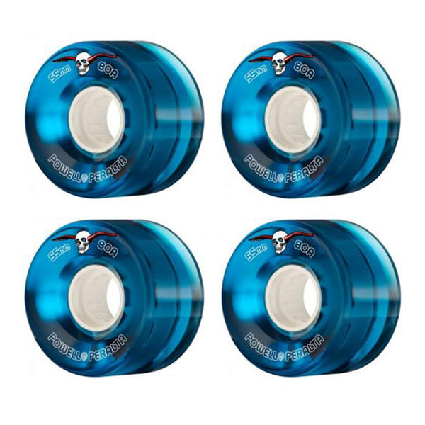 POWELL PERALTA | ATF CLEAR CRUISER SKATEBOARD WHEELS. BLUE / 55MM X 80A AVAILABLE ONLINE AND IN STORE AT MOMENTUM SKATESHOP IN COTTESLOE, WESTERN AUSTRALIA.