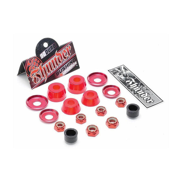 THUNDER | BUSHING UPGRADE & REBUILD KIT. RED / 90 DURO AVAILABLE ONLINE AND IN STORE AT MOMENTUM SKATESHOP IN COTTESLOE, WESTERN AUSTRALIA.