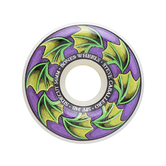 Bones x Steve Caballero | Bat Wings Pro SPF Formula Sidecut Skateboard Wheels. 56mm x 84b/104a Available Online and in Store at Momentum Skateshop In Cottesloe, Western Australia. Shop Online Now: www.momentumskate.com.au