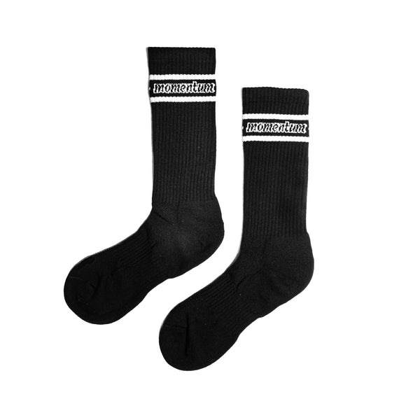 MOMENTUM | ORIGINAL LOGO CREW LENGTH SOCKS 3 PACK. BLACK AVAILABLE ONLINE AND IN STORE AT MOMENTUM SKATESHOP IN COTTESLOE, WESTERN AUSTRALIA.