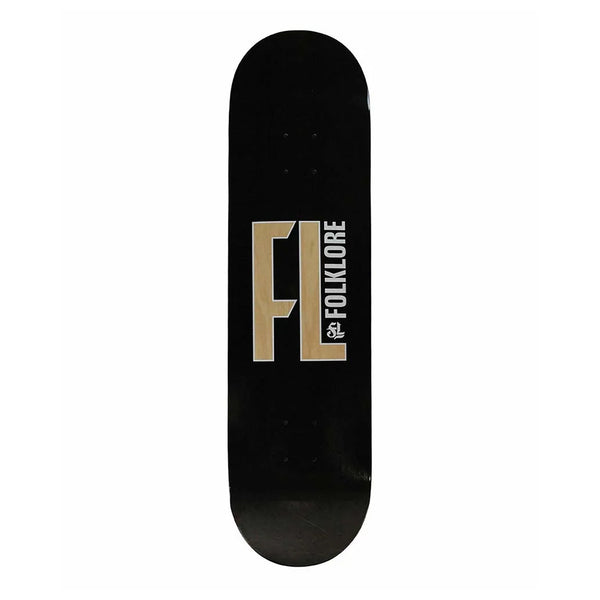 FOLKLORE | WARM PRESS TECH SKATEBOARD DECK. 8.25" X 32.25" AVAILABLE ONLINE AND IN STORE AT MOMENTUM SKATESHOP IN COTTESLOE, WESTERN AUSTRALIA. BLACK.