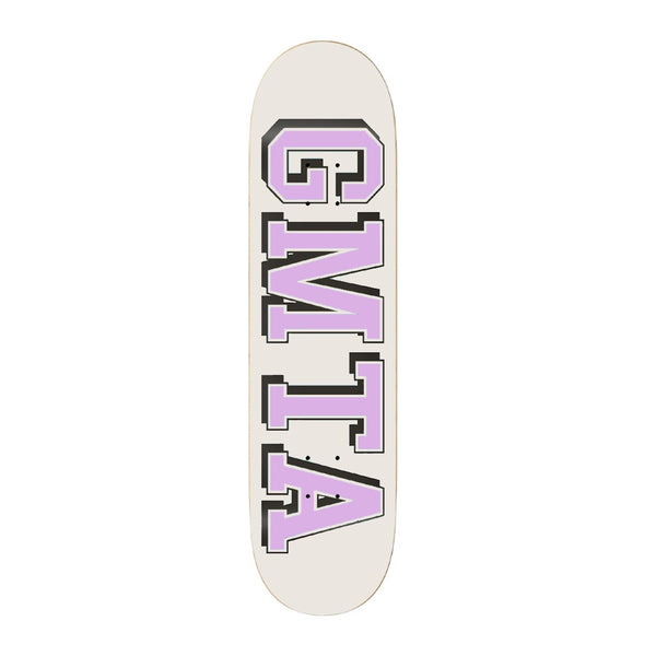 GMTA | COLLEGE LOGO SKATEBOARD DECK. LAVENDER / 8.125" AVAILABLE ONLINE AND IN STORE AT MOMENTUM SKATESHOP IN COTTESLOE, WESTERN AUSTRALIA.