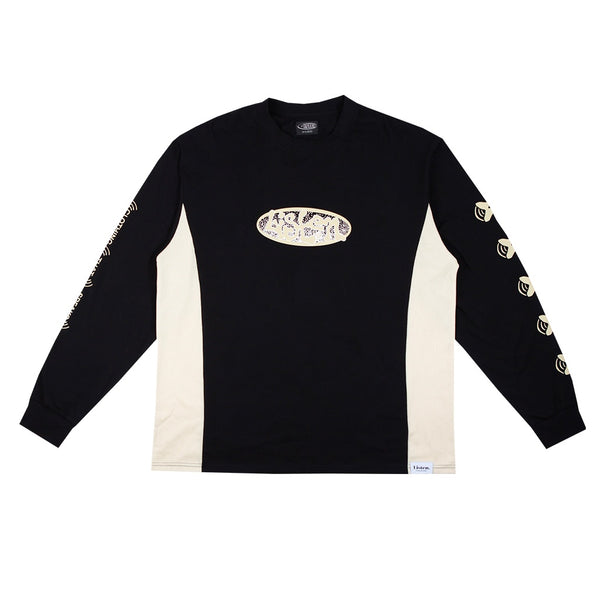 LISTEN | COOLING LONG SLEEVE TEE. CREAM/BLACK AVAILABLE ONLINE AND IN STORE AT MOMENTUM SKATESHOP IN COTTESLOE, WESTERN AUSTRALIA.