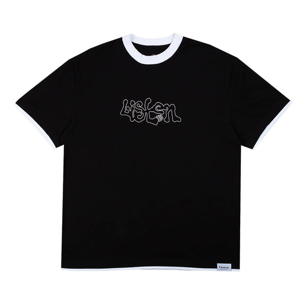 LISTEN | SCRIBE SHORT SLEEVE TEE. BLACK AVAILABLE ONLINE AND IN STORE AT MOMENTUM SKATESHOP IN COTTESLOE, WESTERN AUSTRALIA.