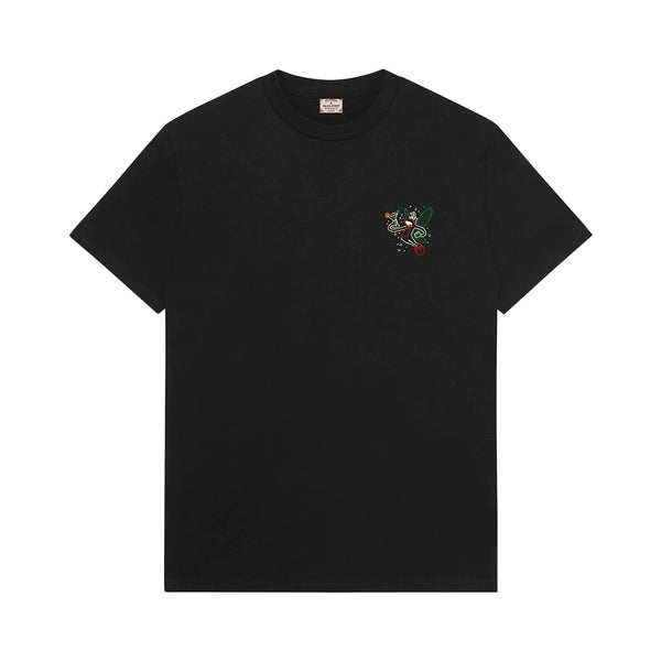 PASS~PORT X EVISEN | KARAOKE SHORT SLEEVE TEE. BLACK AVAILABLE ONLINE AND IN STORE AT MOMENTUM SKATESHOP IN COTTESLOE, WESTERN AUSTRALIA.