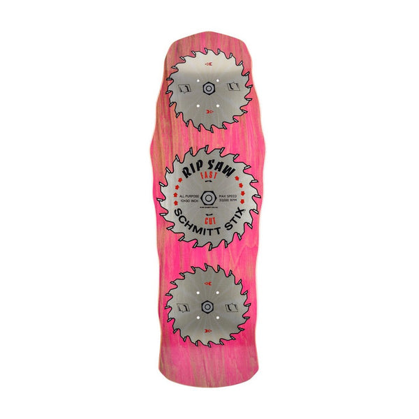 SCHMITT STIX | RIPSAW REISSUE SKATEBOARD DECK. PINK STAIN / 10" X 30" AVAILABLE ONLINE AND IN STORE AT MOMENTUM SKATESHOP IN COTTESLOE, WESTERN AUSTRALIA.