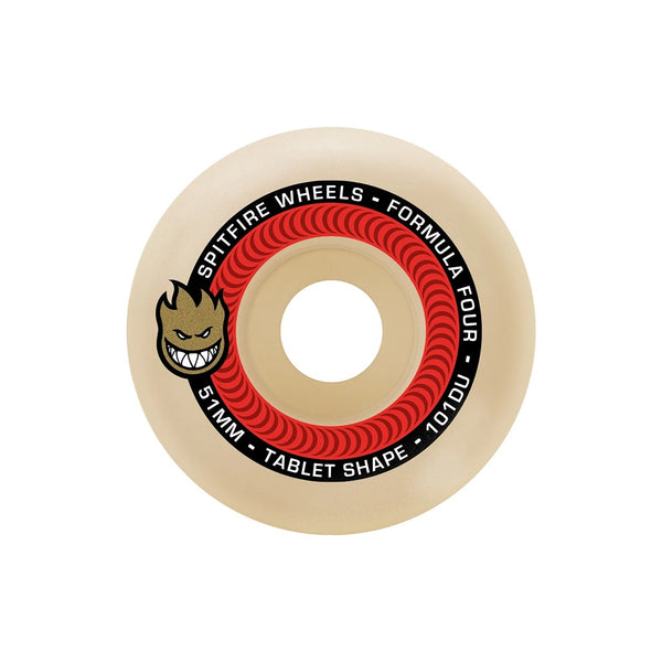 SPITFIRE | FORMULA FOUR TABLETS SKATEBOARD WHEELS. 51MM X 101A AVAILABLE ONLINE AND IN STORE AT MOMENTUM SKATESHOP IN COTTESLOE, WESTERN AUSTRALIA.