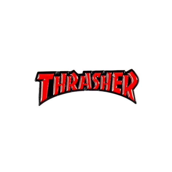 THRASHER | LOGO LAPEL PIN. RED AVAILABLE ONLINE AND IN STORE AT MOMENTUM SKATESHOP IN COTTESLOE, WESTERN AUSTRALIA.