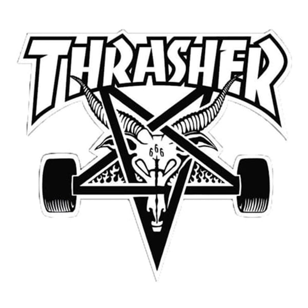 THRASHER | SKATE GOAT LARGE DIE CUT VINYL STICKER. 9" X 8" AVAILABLE ONLINE AND IN STORE AT MOMENTUM SKATESHOP IN COTTESLOE, WESTERN AUSTRALIA.