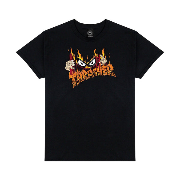 THRASHER | SUCKA FREE SHORT SLEEVE T-SHIRT. BLACK AVAILABLE ONLINE AND IN STORE AT MOMENTUM SKATESHOP IN COTTESLOE, WESTERN AUSTRALIA.