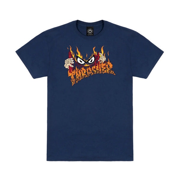 THRASHER | SUCKA FREE SHORT SLEEVE T-SHIRT. NAVY AVAILABLE ONLINE AND IN STORE AT MOMENTUM SKATESHOP IN COTTESLOE, WESTERN AUSTRALIA.