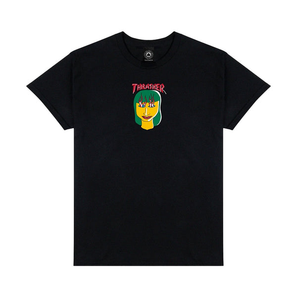THRASHER | TALK SHIT BY GONZ SHORT SLEEVE T-SHIRT. BLACK AVAILABLE ONLINE AND IN STORE AT MOMENTUM SKATESHOP IN COTTESLOE, WESTERN AUSTRALIA.