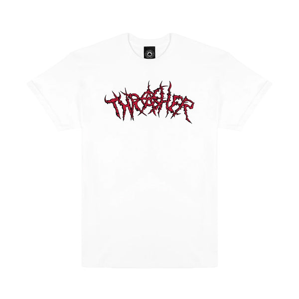 THRASHER | THORNS SHORT SLEEVE T-SHIRT. WHITE AVAILABLE ONLINE AND IN STORE AT MOMENTUM SKATESHOP IN COTTESLOE, WESTERN AUSTRALIA.