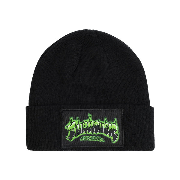 THRASHER | THRASHER MAGAZINE AIRBRUSH PATCH BEANIE. BLACK AVAILABLE ONLINE AND IN STORE AT MOMENTUM SKATESHOP IN COTTESLOE, WESTERN AUSTRALIA.