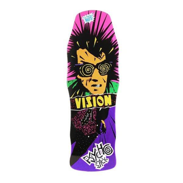 VISION X SCHMITT | PSYCHO STICK REISSUE SKATEBOARD DECK. PURPLE / 10.0" X 29.75" AVAILABLE ONLINE AND IN STORE AT MOMENTUM SKATESHOP IN COTTESLOE, WESTERN AUSTRALIA.