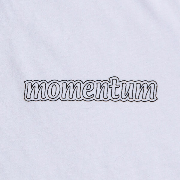 Momentum | Og Pinline Logo Mens Classic Short Sleeve Tee. White Available Online and in Store at Momentum Skateshop In Cottesloe, Western Australia. Shop Online Now: www.momentumskate.com.au